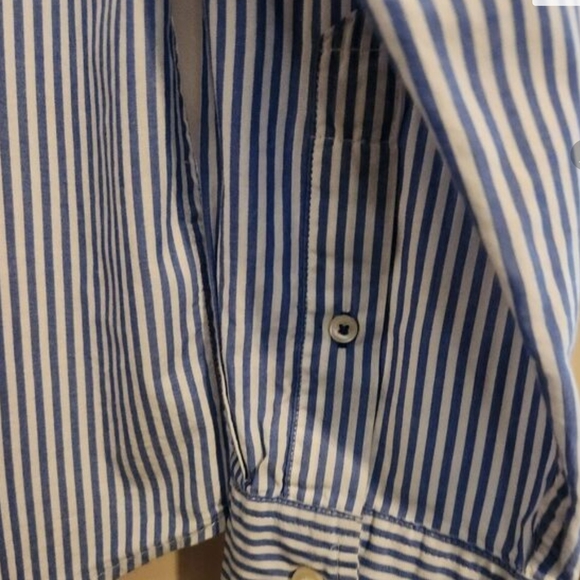 American Eagle Outfitters Athletic Fit Blue and White Striped Button-Down Shirt - Picture 4 of 8